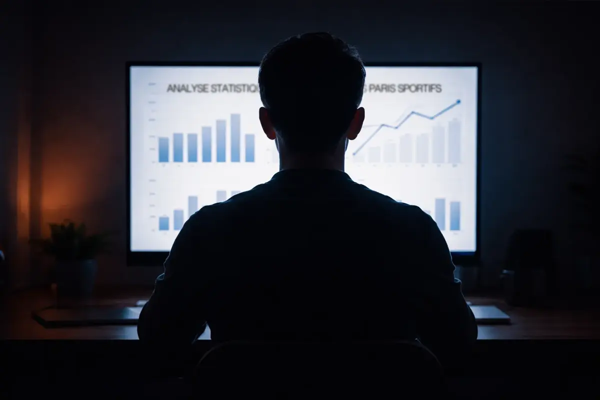 Personne analysant des données de football sur un écran avec des graphiques