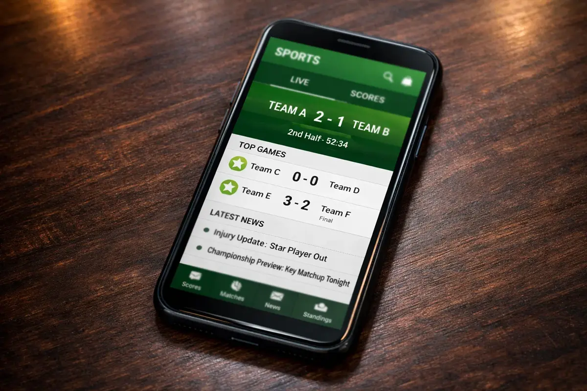 Smartphone affichant une application de paris sportifs posé sur une table