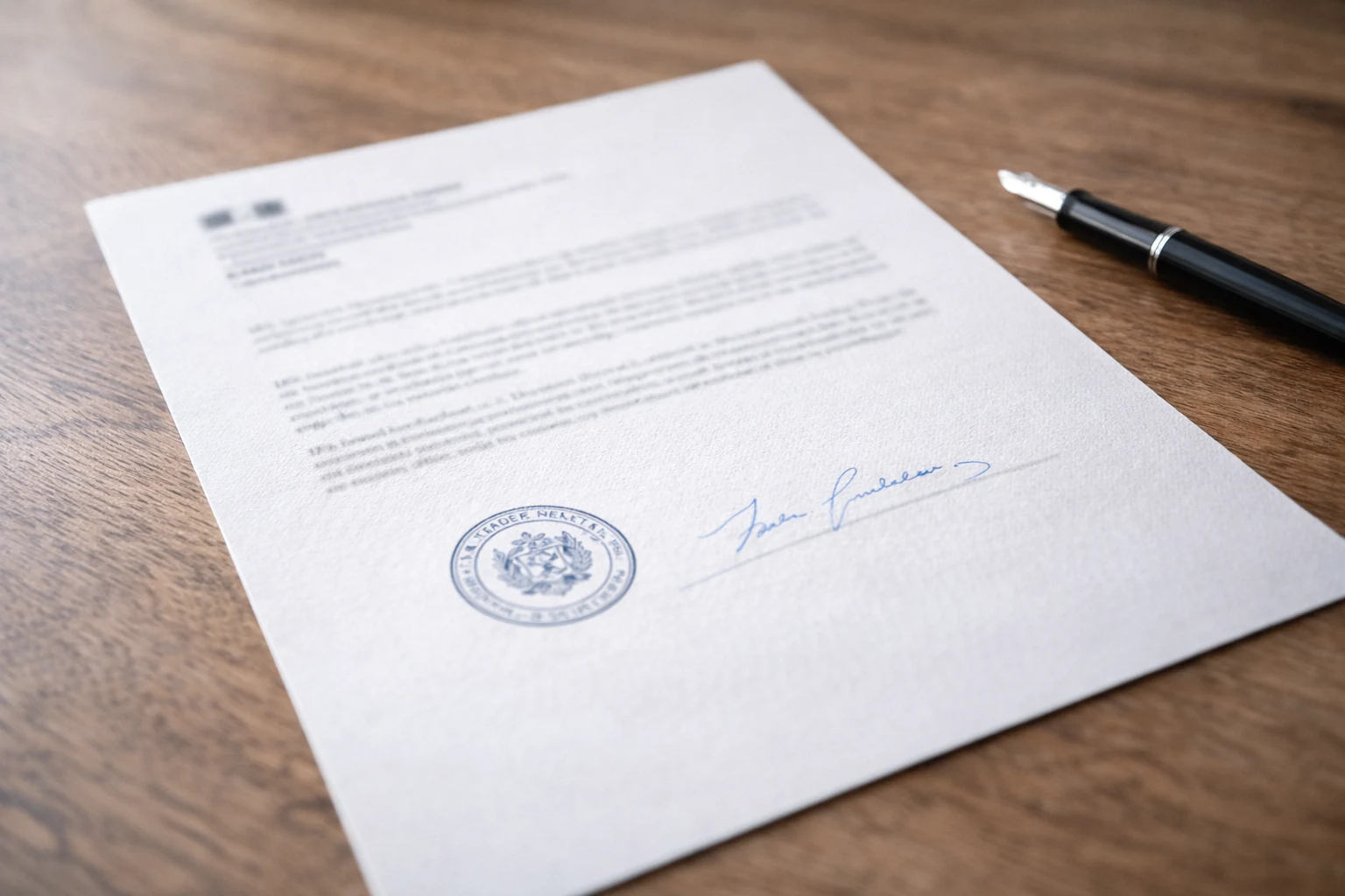 Document officiel avec tampon et signature représentant un agrément