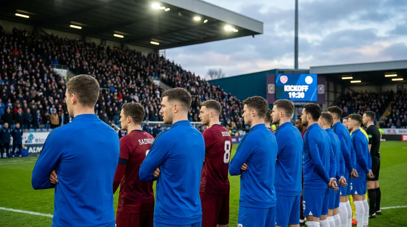 Joueurs de football alignés avant un match de championnat