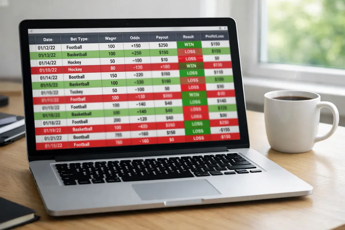 Tableur de suivi de paris sportifs affiché sur un écran d'ordinateur