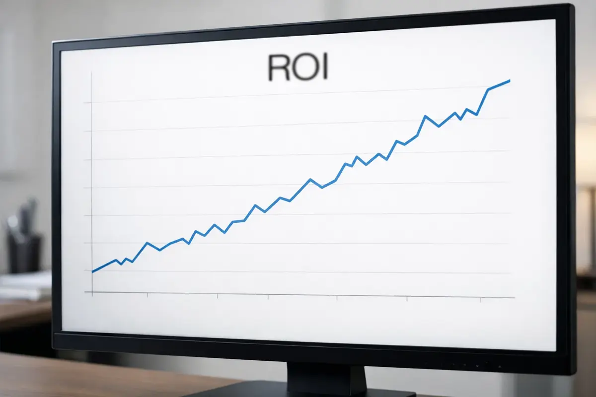Graphique simple montrant une courbe de progression sur un écran